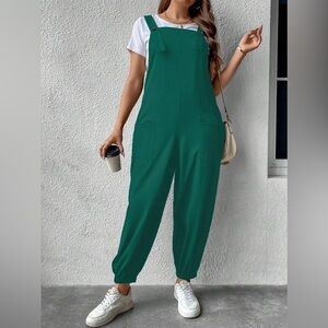 🍀 SHEIN Curve Emerald Green Jumpsuit | Adjustable Straps | Pockets | Size 1X